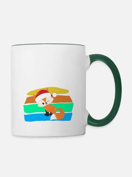 Fuchs - Tasse zweifarbig - Weiß/Dunkelgrün