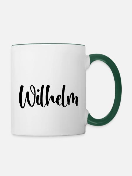 Name - Wilhelm - Tasse zweifarbig - Weiß/Dunkelgrün
