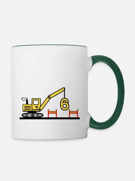 Bagger - Tasse zweifarbig - Weiß/Dunkelgrün