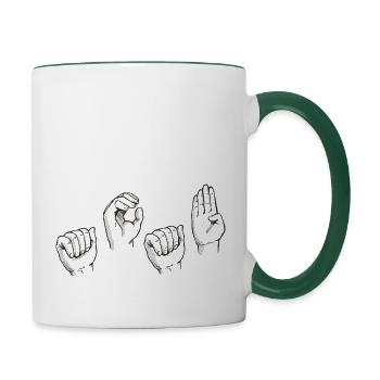 ACAB Handzeichen Gebärdensprache - Tasse zweifarbig - Weiß/Dunkelgrün - Rechts