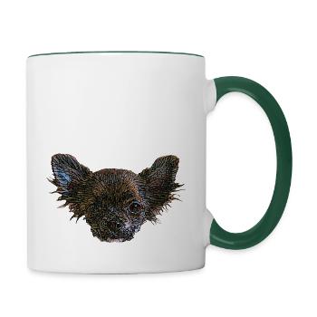 Chihuahua Face - Contrasting Mug - white/dark green - Right