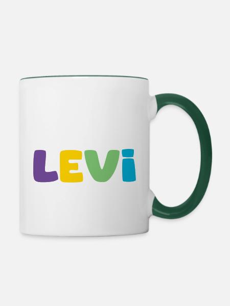 Name - Levi - Tasse zweifarbig - Weiß/Dunkelgrün