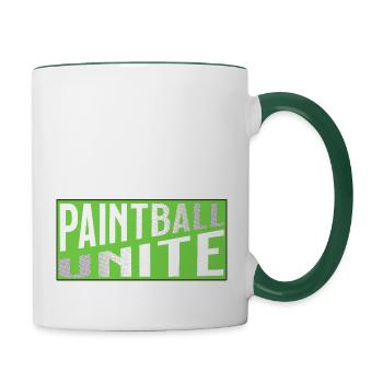 Paintbal Unite split logo in green - Contrasting Mug - white/dark green - Right