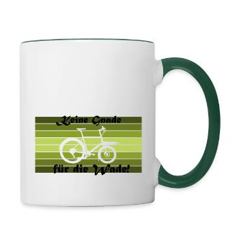Keine Gnade für die Wade!, Lastenrad Omnium - Tasse zweifarbig - Weiß/Dunkelgrün - Rechts