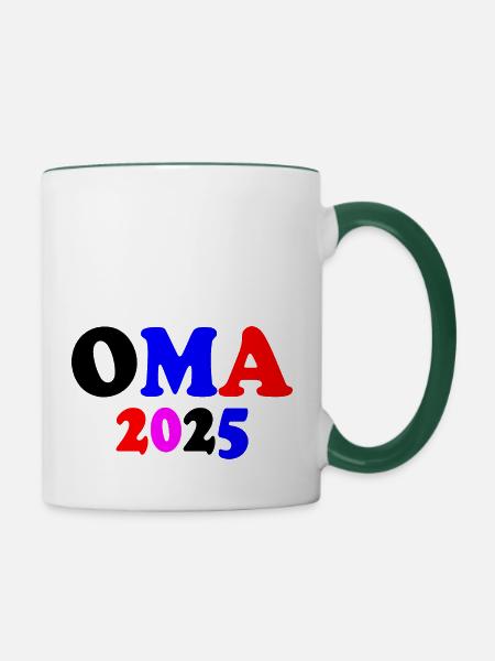 Oma 2025 - Tasse zweifarbig - Weiß/Dunkelgrün