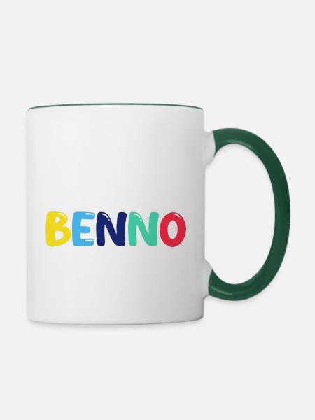 Name - Benno - Tasse zweifarbig - Weiß/Dunkelgrün