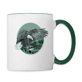 Eagle Eagle Motif Bald Eagle Hunting Fishing - Contrasting Mug - white/dark green - Right