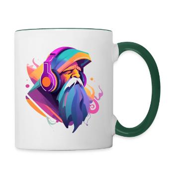 Magicien musical - Mug contrasté - blanc/vert foncé - Droite
