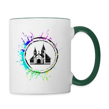Symbole de l’église - Mug contrasté - blanc/vert foncé - Droite