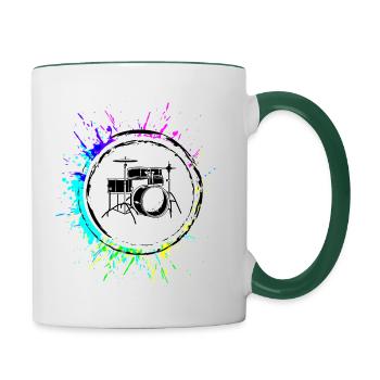 Drums Music - Contrasting Mug - white/dark green - Right