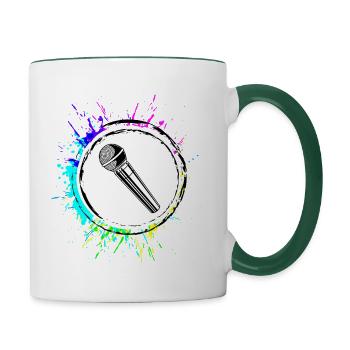 Mikrofon Symbol - Tasse zweifarbig - Weiß/Dunkelgrün - Rechts