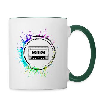 Kassette Symbol - Tasse zweifarbig - Weiß/Dunkelgrün - Rechts