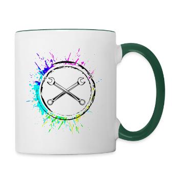 Outil Symbole de clé à molette - Mug contrasté - blanc/vert foncé - Droite