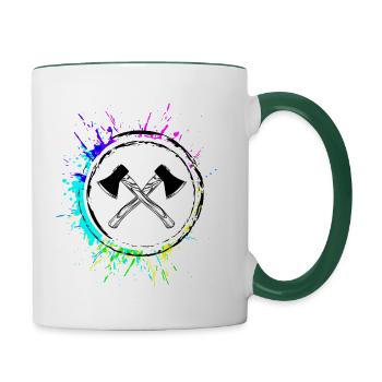 Symbole de la hache - Mug contrasté - blanc/vert foncé - Droite