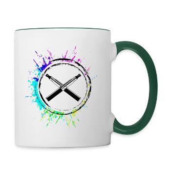 E-Zigarette Silhouette - Tasse zweifarbig - Weiß/Dunkelgrün - Rechts