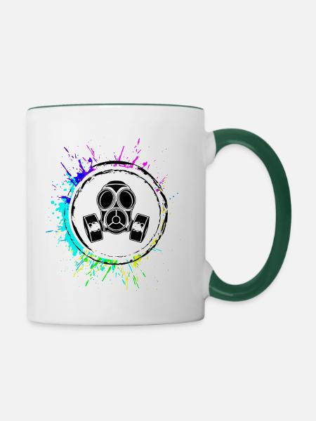 Gasmaske Symbol - Tasse zweifarbig - Weiß/Dunkelgrün