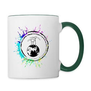 Planet Erde - Tasse zweifarbig - Weiß/Dunkelgrün - Rechts