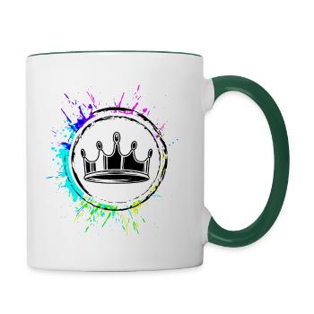 Krone Silhouette Symbol - Tasse zweifarbig - Weiß/Dunkelgrün - Rechts