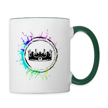 Symbole du roi de la couronne - Mug contrasté - blanc/vert foncé - Droite