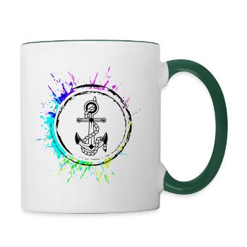 Anchor Icon Sign - Contrasting Mug - white/dark green - Right