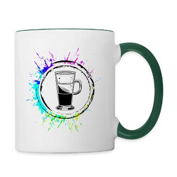 Kaffee Icon - Tasse zweifarbig - Weiß/Dunkelgrün - Rechts