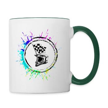 Rennfahrer helm - Tasse zweifarbig - Weiß/Dunkelgrün - Rechts
