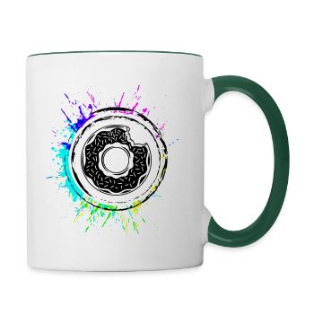 Beignet Manger Coloré - Mug contrasté - blanc/vert foncé - Droite