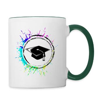 Student Abschluss Abitur Bunt - Tasse zweifarbig - Weiß/Dunkelgrün - Rechts
