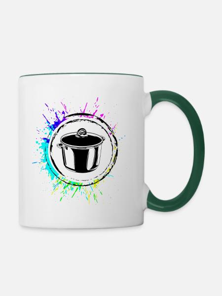 Kochtopf Icon Bunt Kochen - Tasse zweifarbig - Weiß/Dunkelgrün