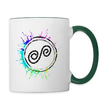Chaîne de vélo colorée - Mug contrasté - blanc/vert foncé - Droite