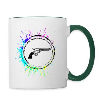 Weapon Icon Gun Colorful - Contrasting Mug - white/dark green - Right