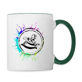 Schauckelpferd Icon Symbol Bunt - Tasse zweifarbig - Weiß/Dunkelgrün - Rechts