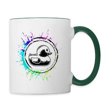 Ente Icon Bunt - Tasse zweifarbig - Weiß/Dunkelgrün - Rechts