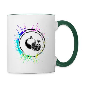 Pomegranate fruit Colorful - Contrasting Mug - white/dark green - Right