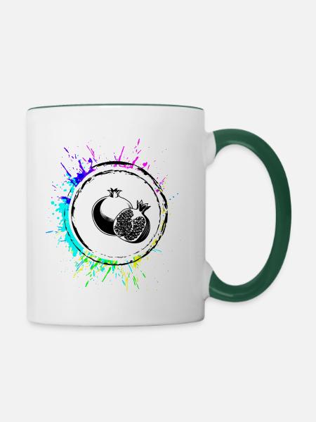 Granatapfel obst Bunt - Tasse zweifarbig - Weiß/Dunkelgrün