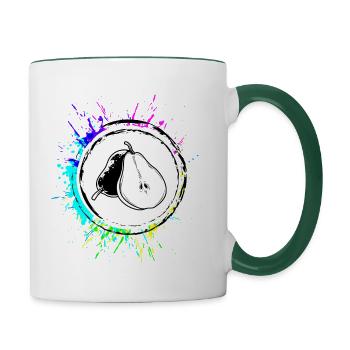 Pear Fruit Symbol Colorful - Contrasting Mug - white/dark green - Right