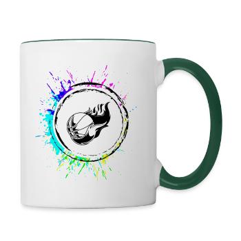 Basketball Fire Flame Colorful - Contrasting Mug - white/dark green - Right