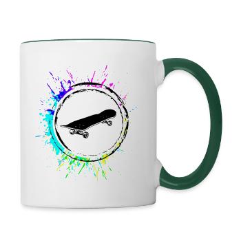 Skateboard skater Coloré - Mug contrasté - blanc/vert foncé - Droite