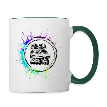 Inline skates icon Bunt - Tasse zweifarbig - Weiß/Dunkelgrün - Rechts
