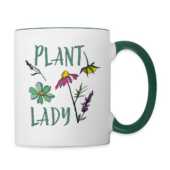 Dame des plantes - Mug contrasté - blanc/vert foncé - Droite