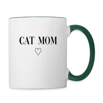 Cat Mom - Tasse zweifarbig - Weiß/Dunkelgrün - Rechts
