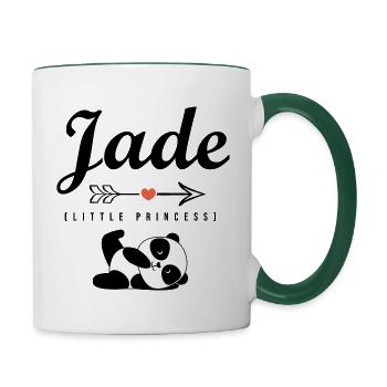Vorname Jade personalisierte T-Shirt Weihnachtsgeschenk - Tasse zweifarbig - Weiß/Dunkelgrün - Rechts