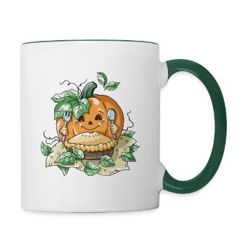 Citrouille d'Halloween - Mug contrasté - blanc/vert foncé - Droite