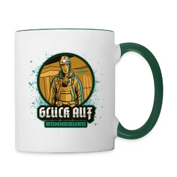 Ostthüringen Merch - Ronneburg - Tasse zweifarbig - Weiß/Dunkelgrün - Rechts