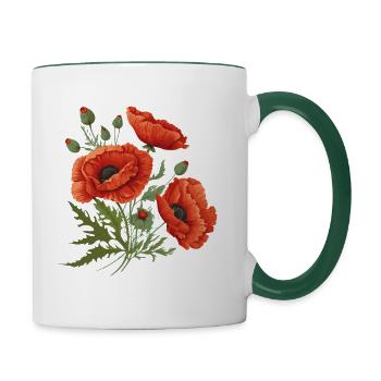 Poppies - Contrasting Mug - white/dark green - Right