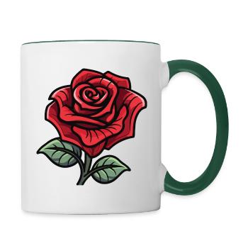 Rose Symbole Amour - Mug contrasté - blanc/vert foncé - Droite