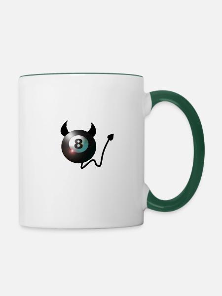 Billardkugel - Tasse zweifarbig - Weiß/Dunkelgrün