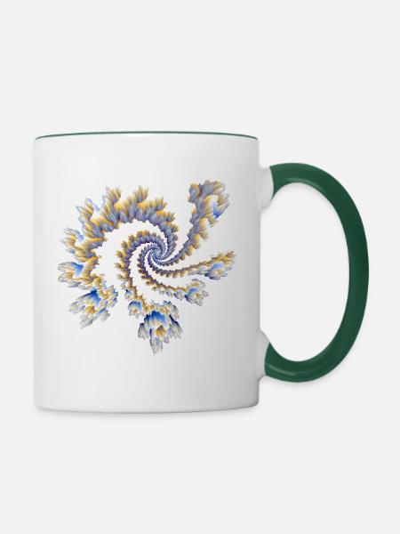 Fraktal Explodiert - Tasse zweifarbig - Weiß/Dunkelgrün