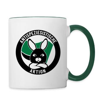 Antispeziesistische Aktion – Bunny - Tasse zweifarbig - Weiß/Dunkelgrün - Rechts
