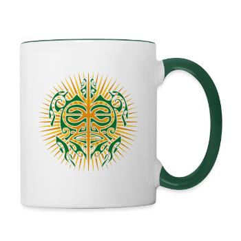 Hawaii Maori turtle tattoo - Contrasting Mug - white/dark green - Right